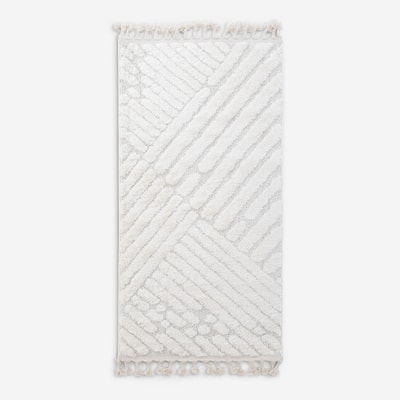 Dywan geometryczny LA CASA FRINGLE kremowy 80x150 cm