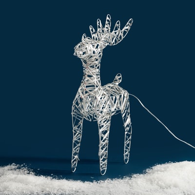 Dekoracja LED, renifer, srebrny, 34 cm