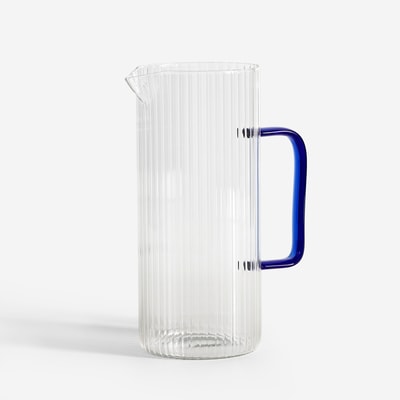 Dzbanek ryflowany LIVIO z niebieskim uchem 1,5 l
