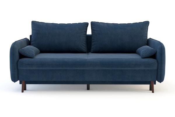 Sofa granatowa VAMOS nóżki orzech
