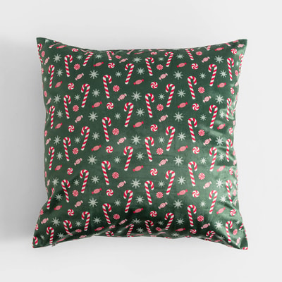 Poszewka świąteczna w laski cukrowe zielona 45x45 cm JINGLE JOY