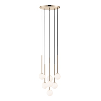 Lampa wisząca 7 kulistych kloszy złota ARCTURUS