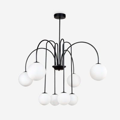 Lampa sufitowa 8 kulistych kloszy czarna ALEXA