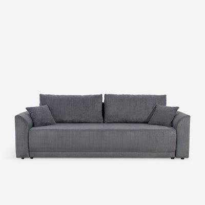 Sofa 3-osobowa rozkładana sztruksowa szara PALOMA