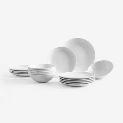 Komplet obiadowy z porcelany biały 18 el. BOSS