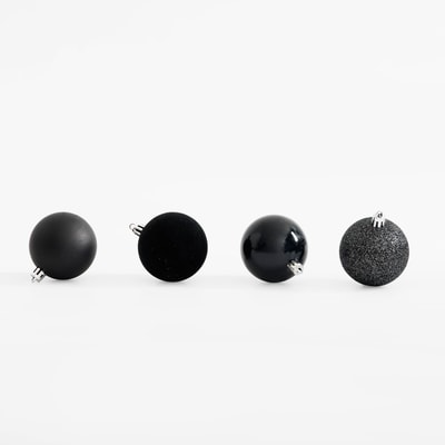 Bombki choinkowe, fi 6 cm, czarne, 16 szt.