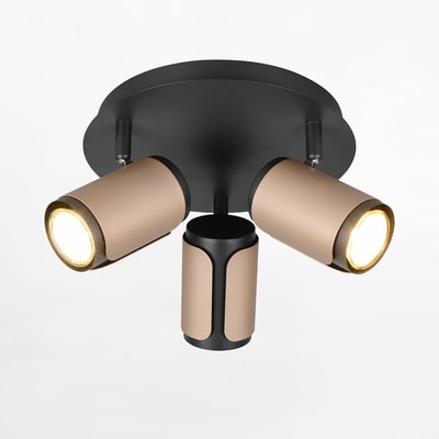 Lampa sufitowa 3 reflektory kawowa czarna GILLAN