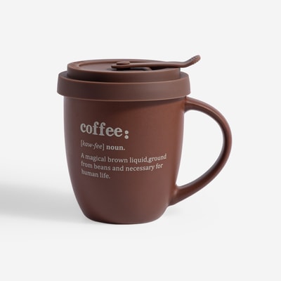 Kubek z pokrywką brązowy 370 ml MODULAR