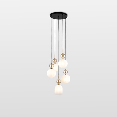 Lampa wisząca z 5 kloszami biało-czarna SOPHIA