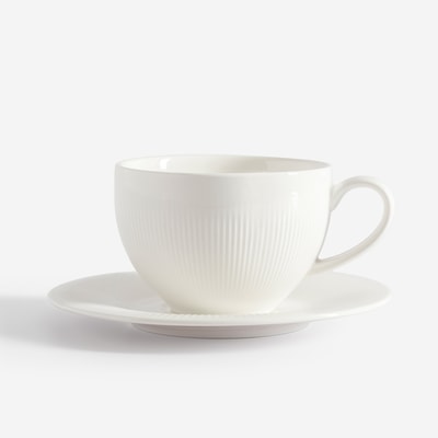 Filiżanka ze spodkiem porcelanowa biała 350 ml RAPHAEL 