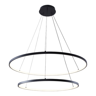 Lampa wisząca LED 2 pierścienie czarna BRENO 80 cm
