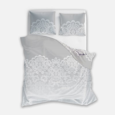 Pościel z satyny bawełnianej szara PIANO 220x200 cm