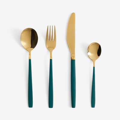 Komplet sztućców NOBLE GOLD GREEN, 24 elementy