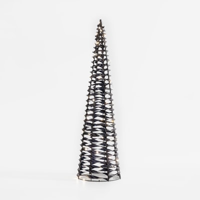 Stożek świąteczny, choinka, LED, czarna, 60 cm