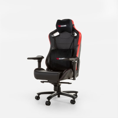 Fotel gamingowy, ergonomiczny z tkaniną welur, czerno-czerwony MORAZI