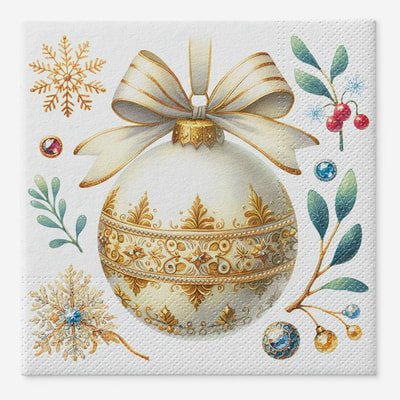 Serwetki świąteczne CLASSIC DECORATION białe 33x33 cm 20 szt. LUNCH
