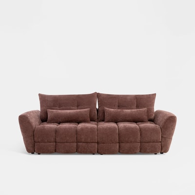 MOMA sofa 3-osobowa rozkładana pikowana brązowa