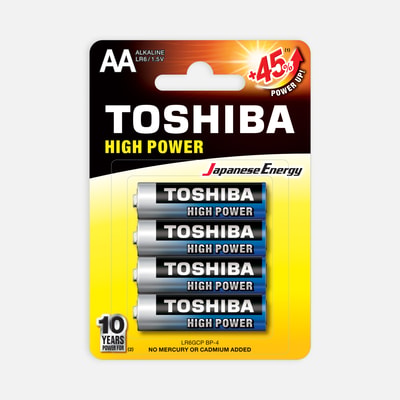 Zestaw baterii alkaicznych TOSHIBA LR06 AA BLISTER 4 szt.