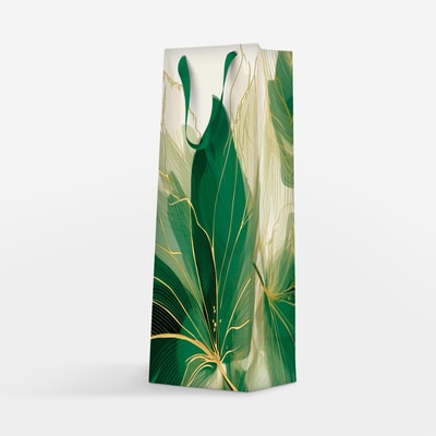 MODERN torba prezentowa z motywem egzotycznych liści 12x37 cm