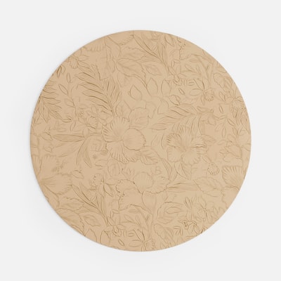 Podkładka okrągła na stół w kwiaty, taupe, 38 cm