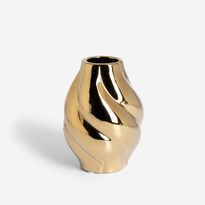 Wazon ceramiczny, złoty, 15 cm