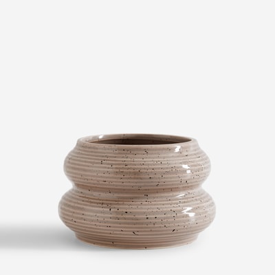 Osłonka na doniczkę, bałwanek, beżowa, 10,8 cm