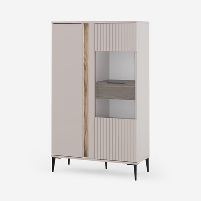 Witryna 2-drzwiowa niska z oświetleniem szara LIVIO