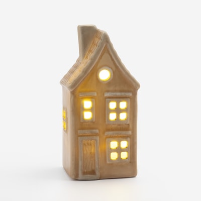 Dekoracja  DOMEK LED jasnobrązowy 15,7 cm