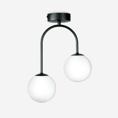 Lampa sufitowa 2 kuliste klosze czarna DRUM