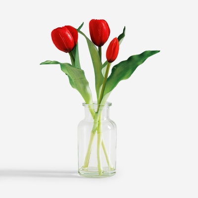 Sztuczne tulipany w wazonie, czerwone, 25 cm