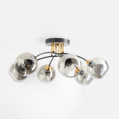 Lampa sufitowa 6 kloszy czarno-złota MEGAN