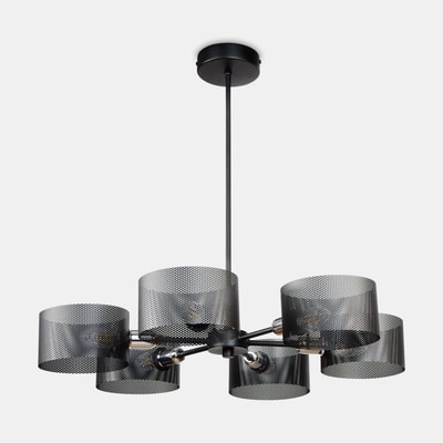 Lampa wisząca z 6 kloszami czarna MIKO