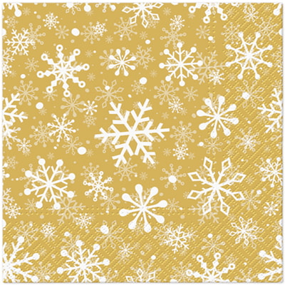 Serwetki świąteczne płatki śniegu CHRISTMAS SNOWFLAKES 33x33 cm złote 20 szt.