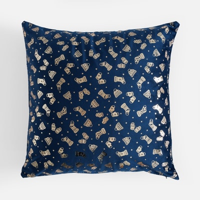 Poszewka dekoracyjna, zimowy wzór, niebieska NUIT 45x45 cm