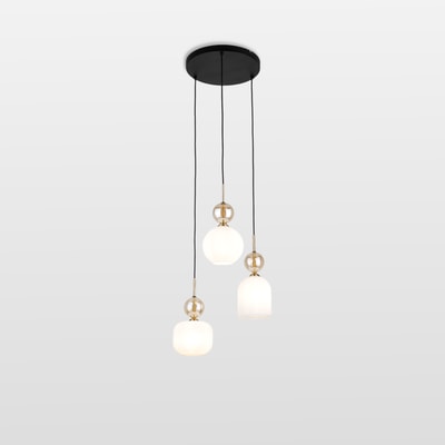 Lampa wisząca z 3 kloszami biało-czarna SOPHIA