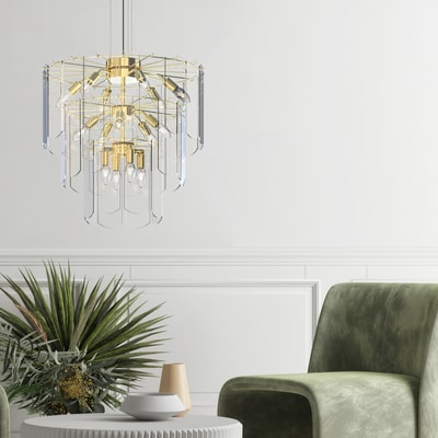 Lampa wisząca transparentne szkło złota NIRA 56 cm