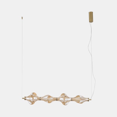 Lampa wisząca LED bursztyn mosiądz ELVA 143,5 cm