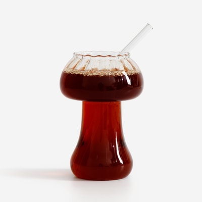 Szklanka w kształcie grzyba, ze słomką, 360 ml