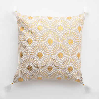 Poszewka dekoracyjna art deco kremowa TANZA 45x45 cm