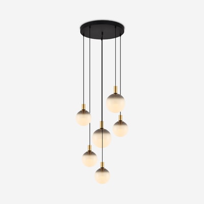 Lampa wisząca 10 kulistych kloszy czarno-złota NUA