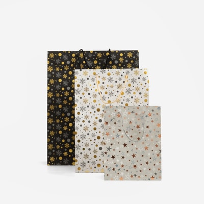 Torba prezentowa, świąteczna, gwiazdki, rozm. L, MIX