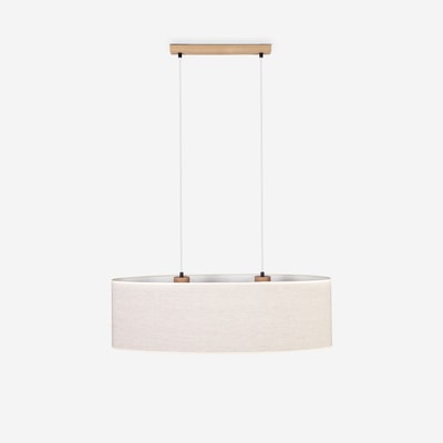 Lampa wisząca dąb olejowany abażur beżowy BOHO