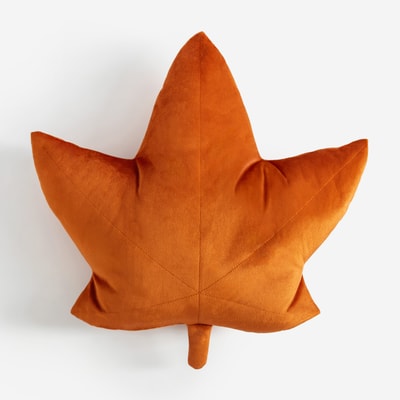 LEAF Poduszka dekoracyjna w kształcie liścia pomarańczowa 45x40 cm