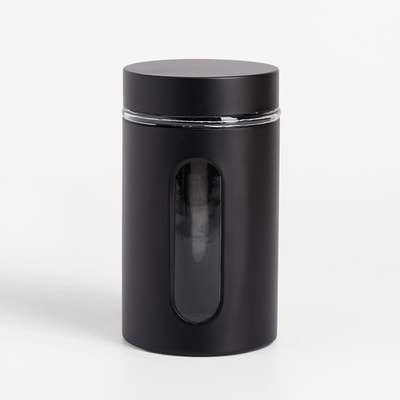 Pojemnik szklany z pokrywką i okienkiem czarny 1000 ml