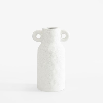 Wazon ceramiczny z uchwytami biały 22 cm
