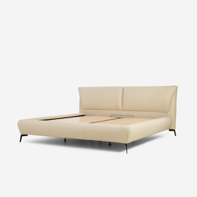 Łóżko 200x200 cm skóra naturalna beżowe DOVER