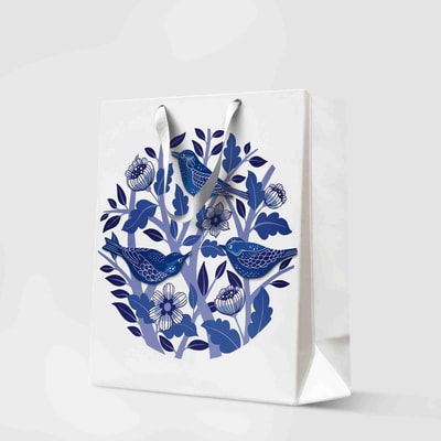 FOLK torba prezentowa BIRDS & BLOOMS 20x25 cm
