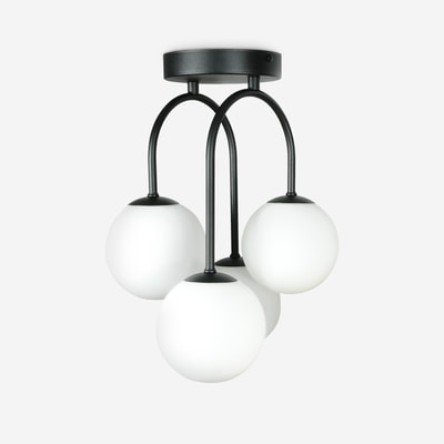 Lampa sufitowa 4 kuliste klosze czarna DRUM 