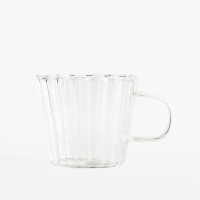 Szklany kubek ryflowany, 330 ml