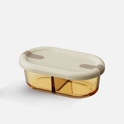 Pojemnik lunchbox, szklany, z przegródką, 700 ml